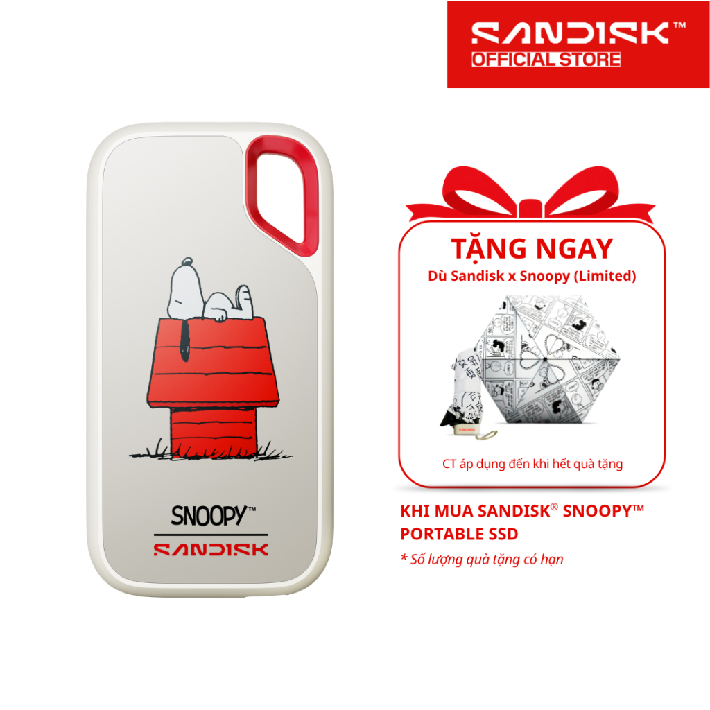 Ổ cứng di động SSD Sandisk Snoopy Portable Limited Edition 1TB E61 upto 1050/1000MB/s  SDSSDE61-1T00