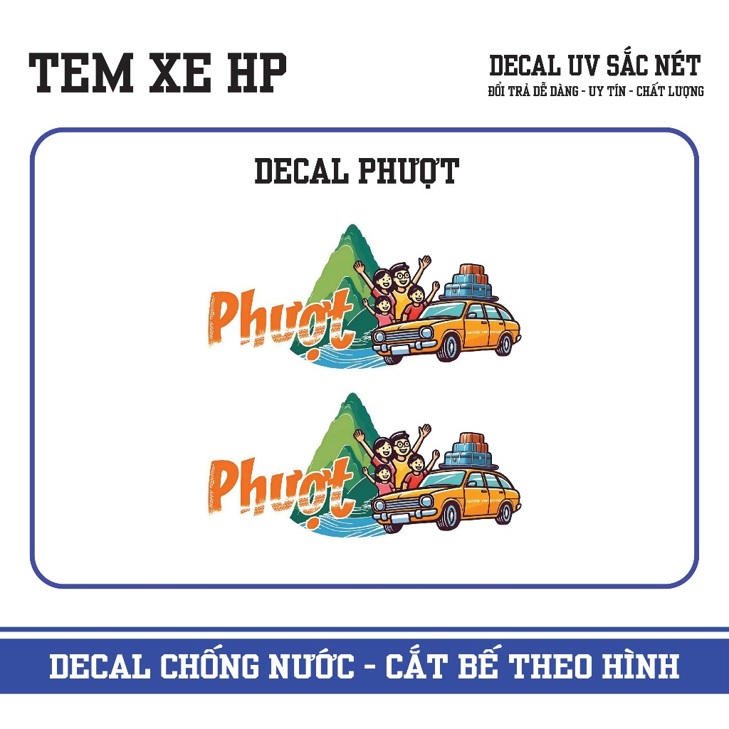 Logo hội Phượt ô tô 9x19, decal dán xe việt dã, tem dán xe, trang trí ô tô