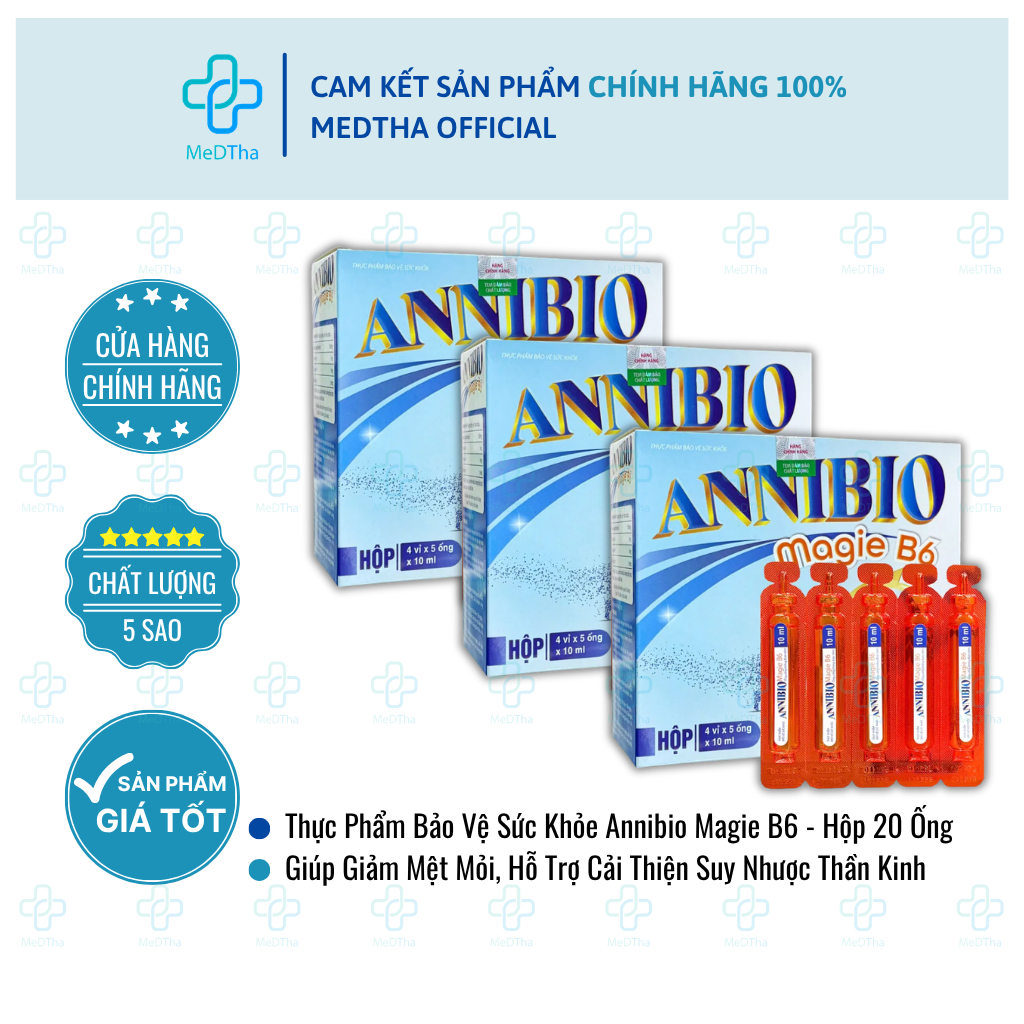 [COMBO 2/3 HỘP] Annibio Magie B6 - Giúp Giảm Mệt Mỏi, Hỗ Trợ Cải Thiện Suy Nhược Thần Kinh (Hộp 20 Ố