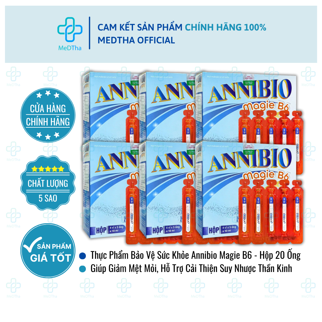 [COMBO 6 HỘP] Annibio Magie B6 - Giúp Giảm Mệt Mỏi, Hỗ Trợ Cải Thiện Suy Nhược Thần Kinh (Hộp 20 Ống