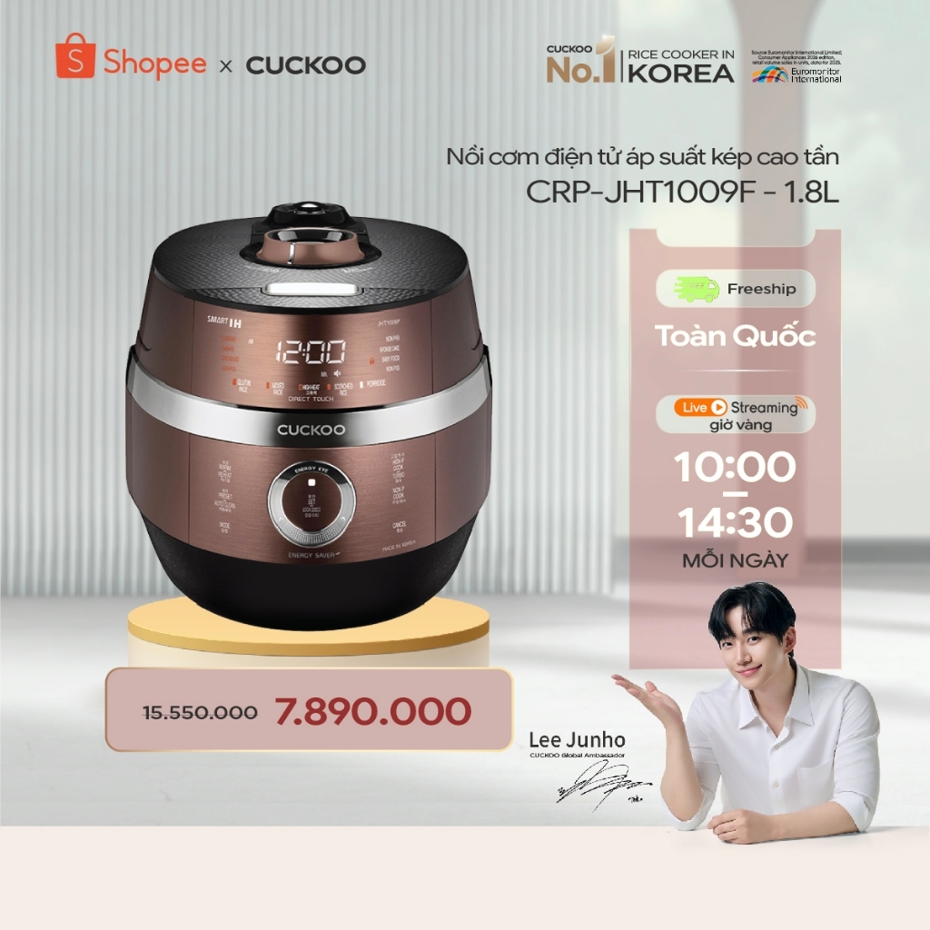 Nồi Cơm Điện Áp Suất Kép Cao Tần CUCKOO 1,8 lít CRP-JHT1009F - Hàng chính hãng