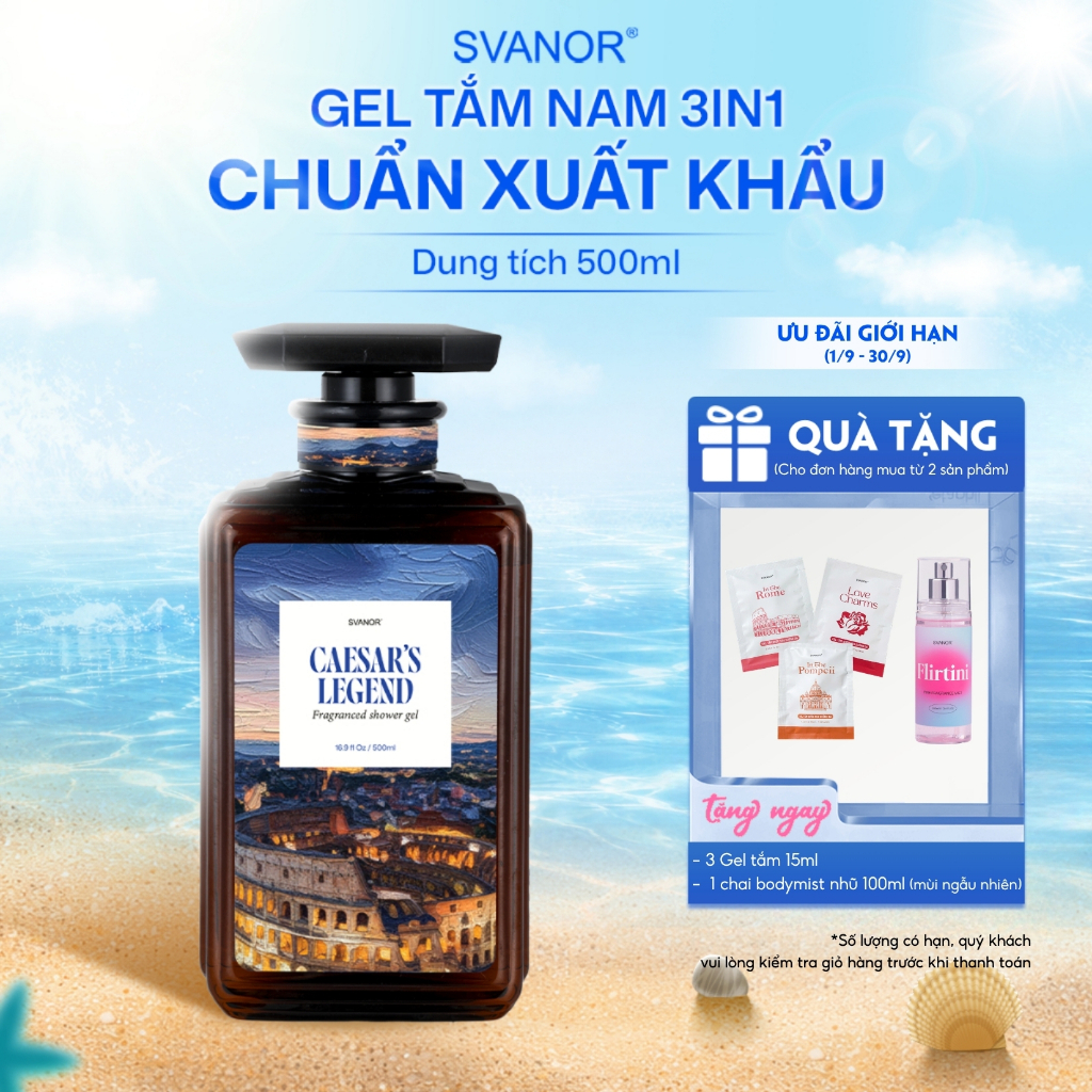 Sữa tắm gội nam 3 in 1 hương nước hoa Svanor 500ml chuẩn xuất khẩu làm sạch sâu - Cesar's Legend