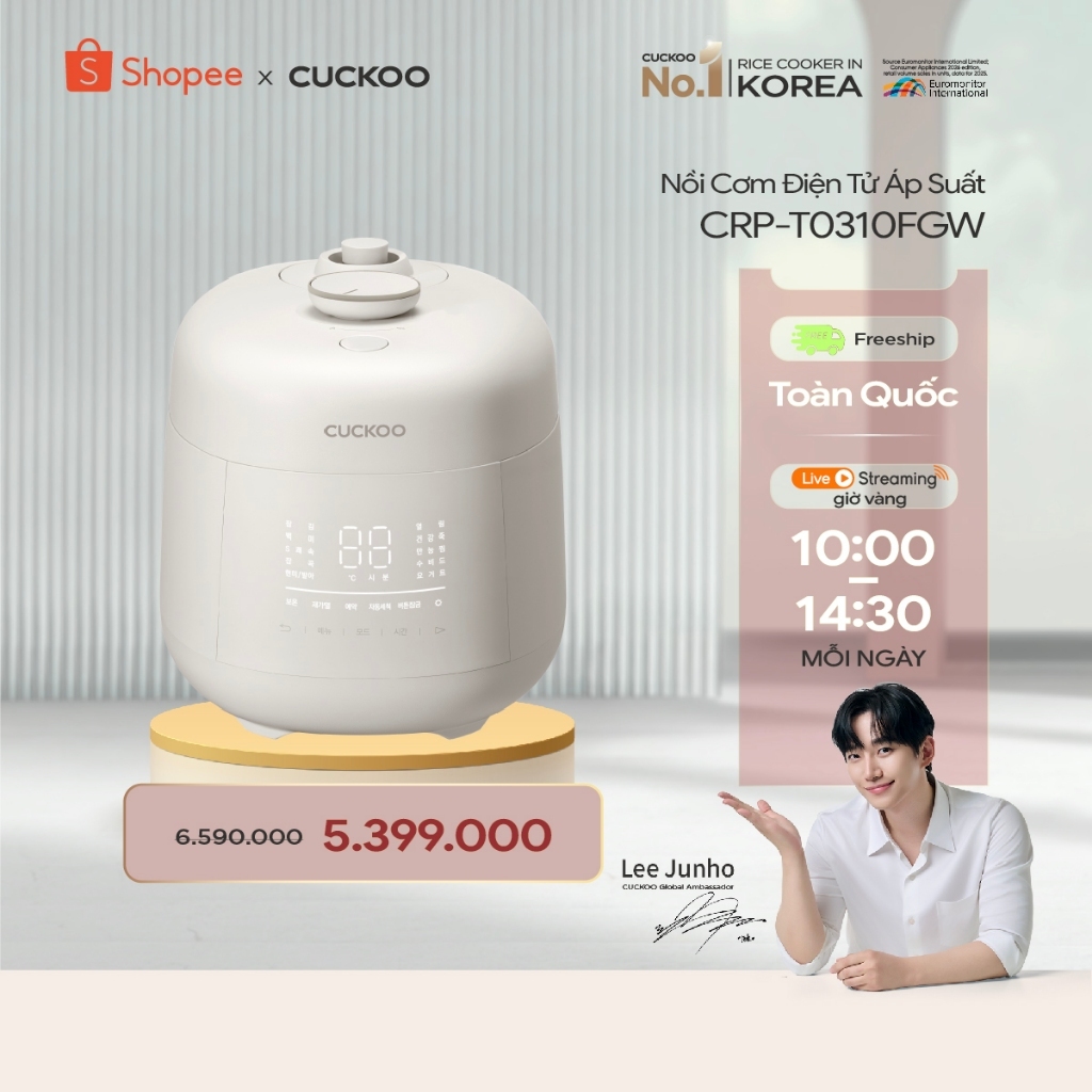 Nồi Cơm Điện Tử Áp Suất Cuckoo 0.54L CRP-T0310FGW -Phiên bản nội địa, sử dụng Tiếng Hàn - Hàng chính