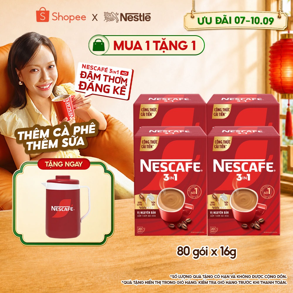 [Tặng Ca đá Nescafé] Combo 4 Hộp Cà phê Hòa tan NESCAFÉ VỊ NGUYÊN BẢN 20 gói Đậm Thơm Hoàn Hảo