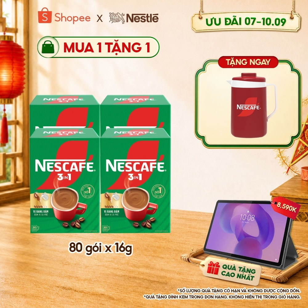 [Tặng Ca đá Nescafé] Combo 4 Hộp Cà phê Hòa tan NESCAFÉ VỊ RANG ĐẬM 20 gói Đậm Thơm Hoàn Hảo