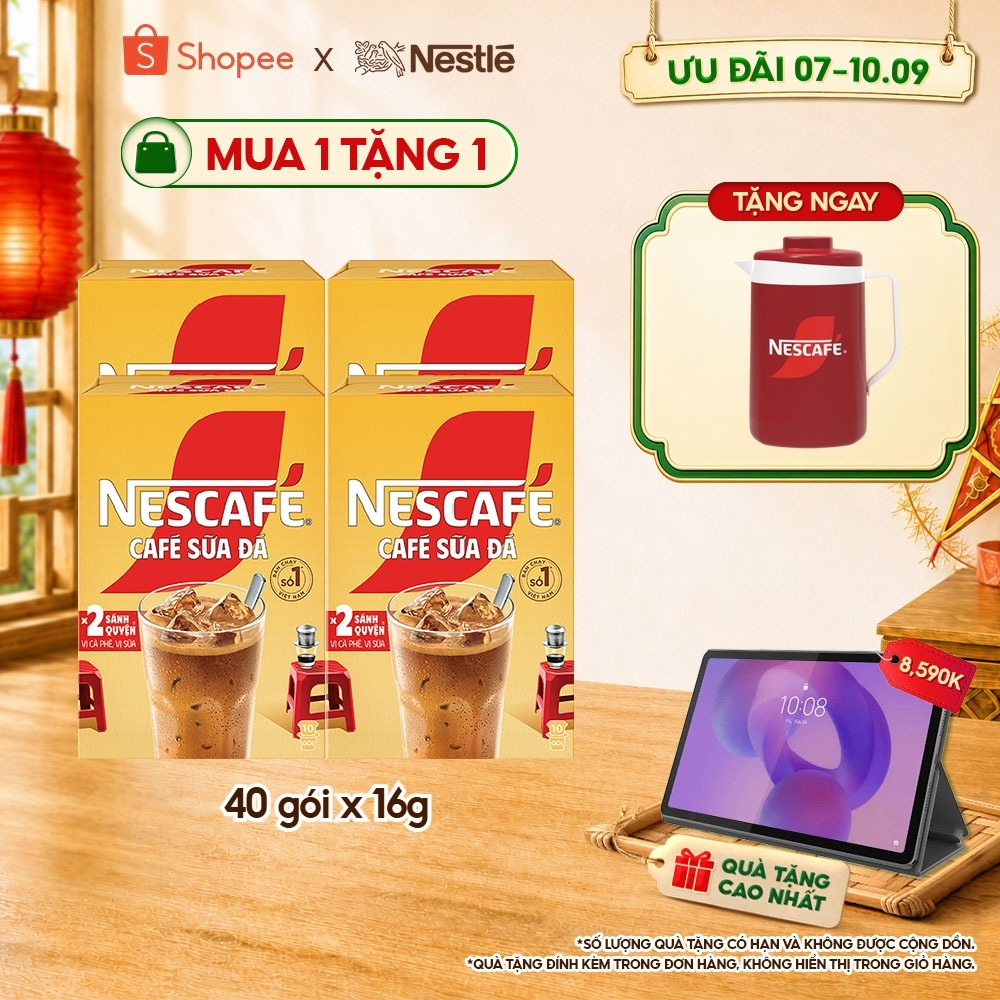 [Tặng Ca đá Nescafé] Combo 4 Hộp Cà phê Hòa tan NESCAFÉ CAFÉ SỮA ĐÁ 10 gói Nhân đôi sánh quyện