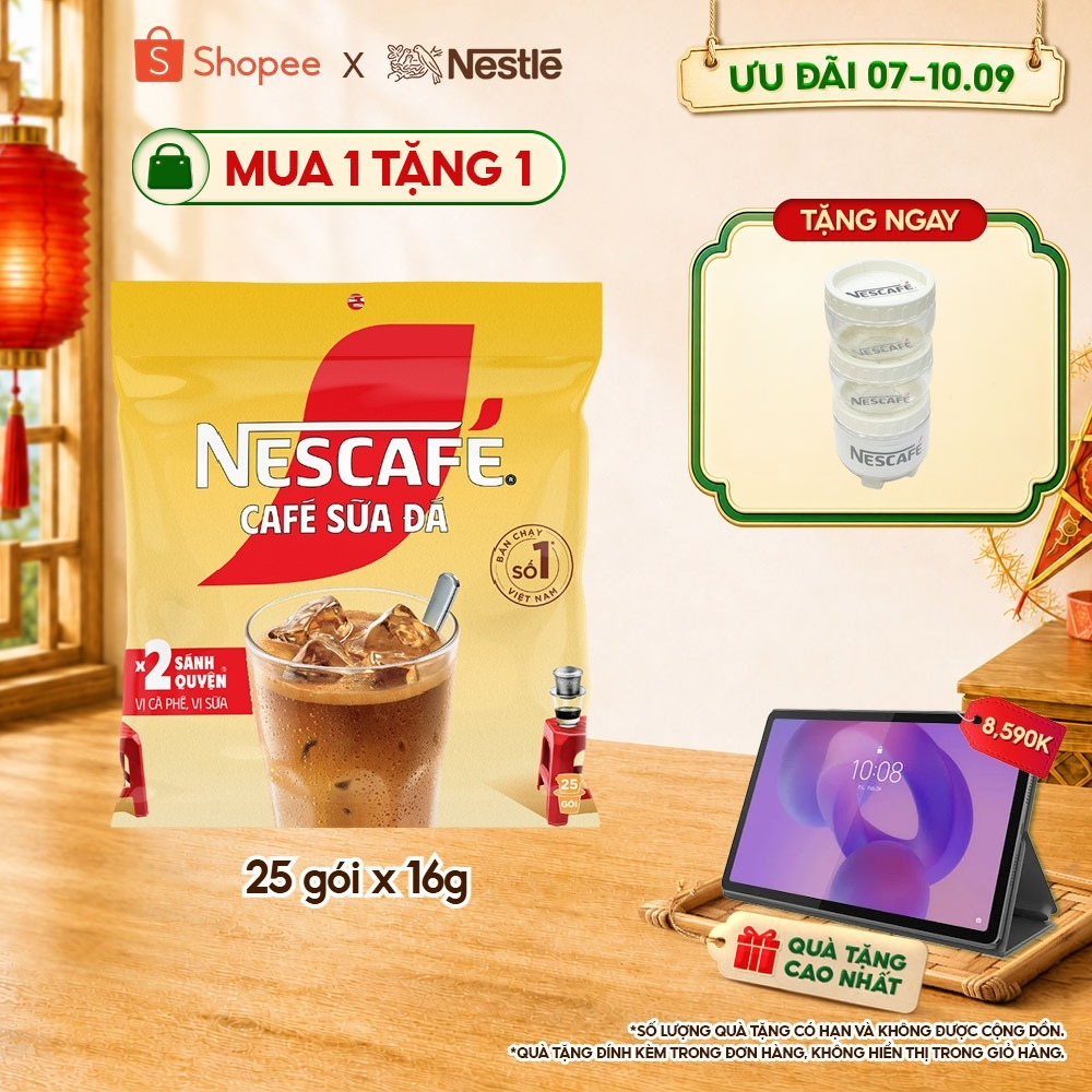 [Tặng Bộ 3 hũ đựng gia vị NESCAFÉ] Bịch Cà phê Hòa tan NESCAFÉ CAFÉ SỮA ĐÁ 25 gói Nhân đôi sánh quyệ