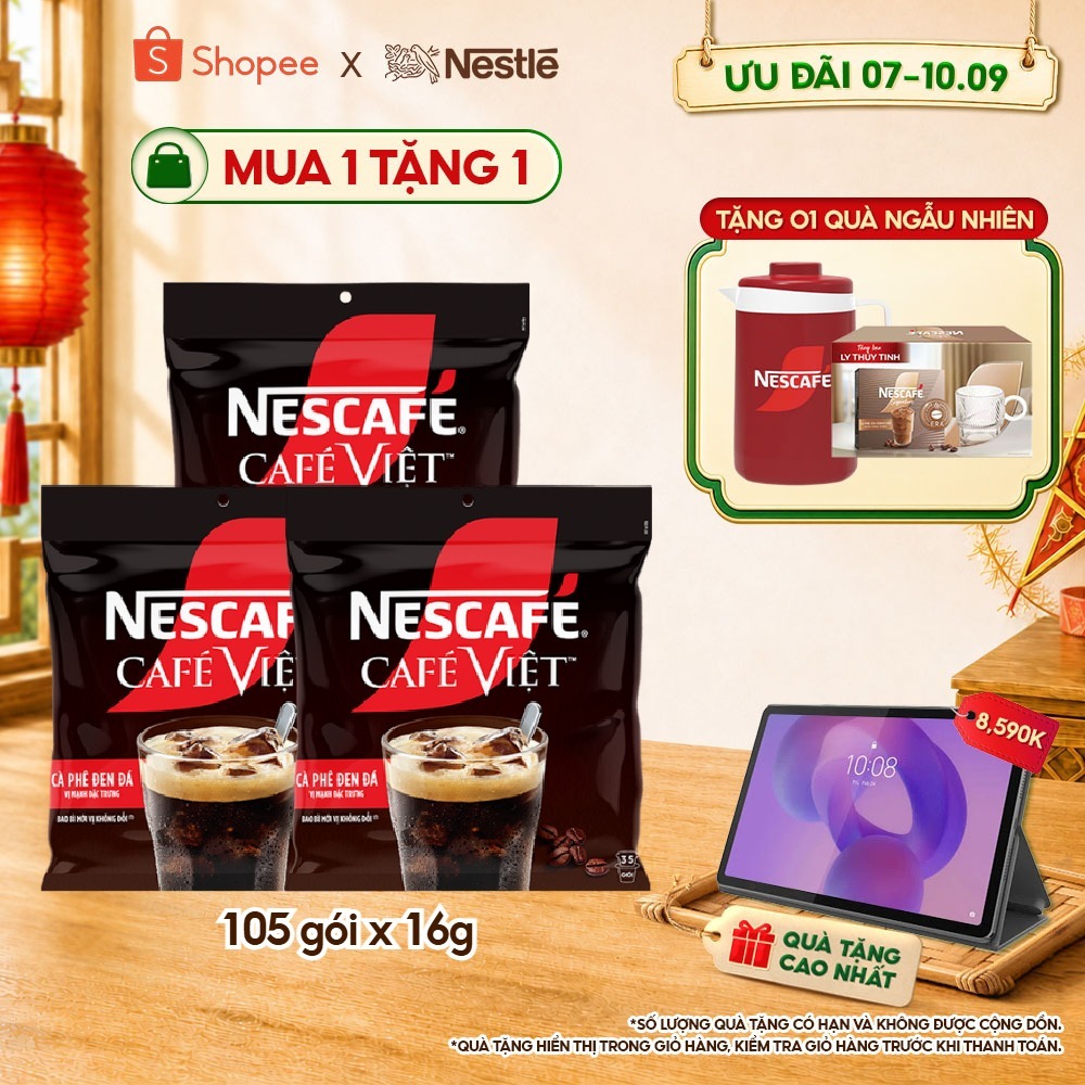 Combo 3 Bịch Cà phê Hòa tan NESCAFÉ CAFÉ VIỆT 35 gói Vị Mạnh đặc trưng