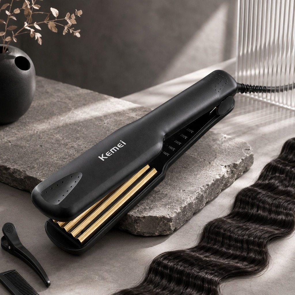 Máy Dập Xù Kemei KM-332 Điều Chỉnh Nhiệt, Chuẩn Salon Tại Nhà, Dập Phồng Tạo Kiểu Tóc