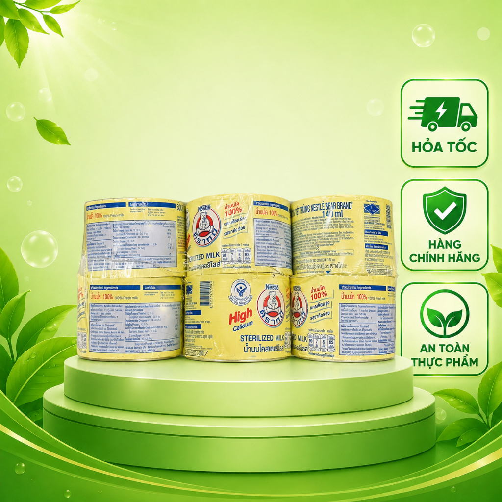 Sữa Gấu Thái Lan Nestlé 140ml – Lốc 12 Lon – Sữa Nestlé Thái Lan Dạng Lon Tiện Dụng