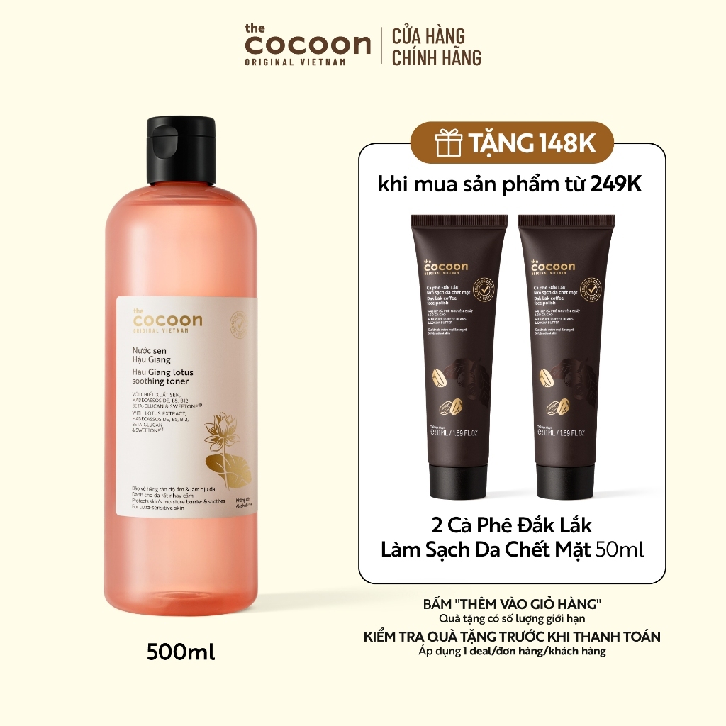 Supersize - Nước sen Hậu Giang (toner) giúp phục hồi đa nhiệm cho da rất nhạy cảm Cocoon 500ml