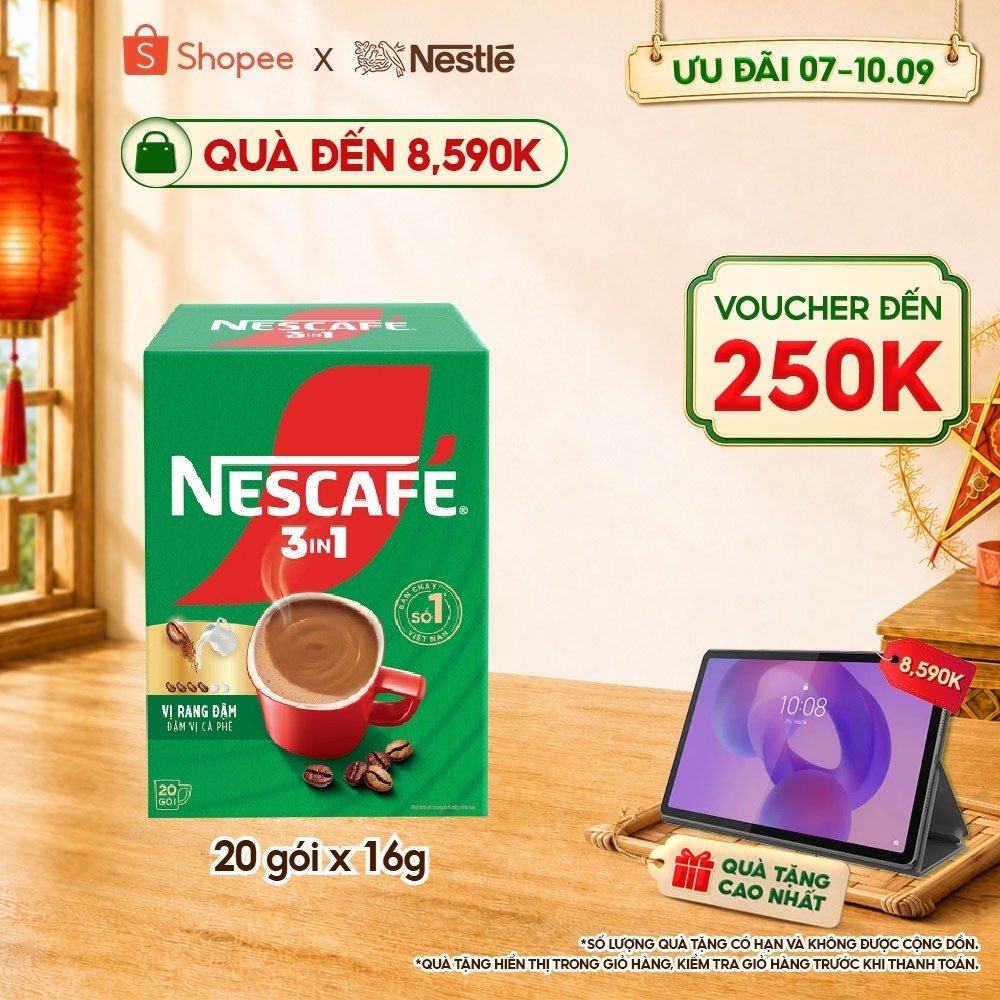 NESCAFE 3IN1 Công thức cải tiến - VỊ RANG ĐẬM (Hộp 20 gói x 16g)