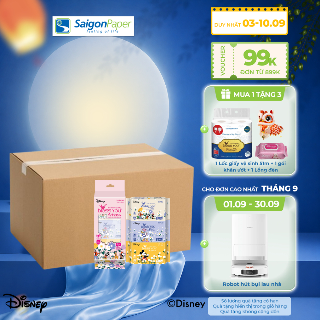 Thùng 36 lốc khăn Ướt Mini Bless You 4teen 12 tờ (6 gói/ lốc)