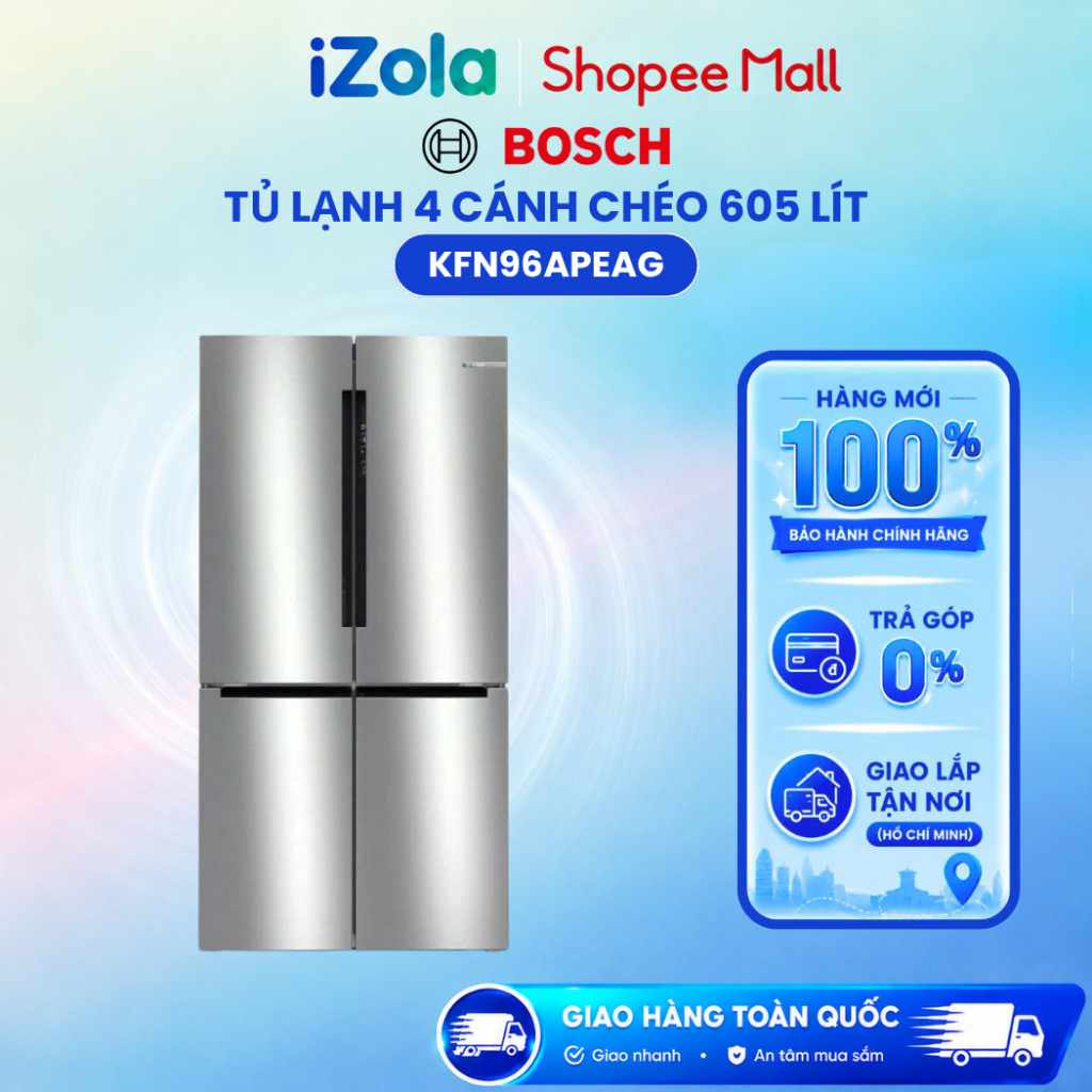 KFN96APEAG - Tủ lạnh Bosch 4 cánh chéo KFN96APEAG 605 lít - Hàng chính hãng
