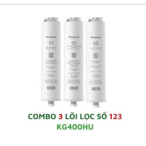 Bộ 3 Lõi Lọc Đúc 123 Kangaroo KG400HU - KG400US - KG400HD - Hàng chính hãng