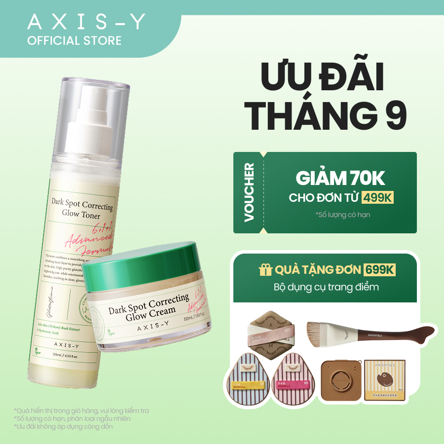 Combo Dưỡng Sáng Mờ Thâm AXIS-Y Kem dưỡng & Toner | Dark Spot Cream & Toner 50ml & 125ml