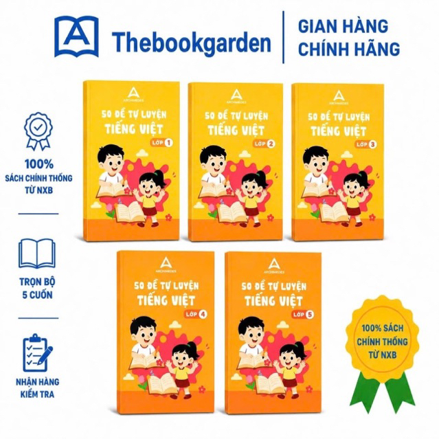 Sách - 50 Đề Tự Luyện TIẾNG VIỆT Lớp 1,2,3,4,5 Trường Archimedes