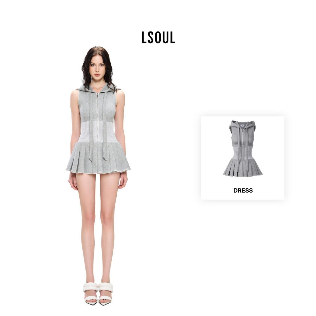 LSOUL - Đầm Mini phối Nón Hoodie Khóa Kéo Vải Cotton Co Giãn Năng Động Zarae Dress V25071678