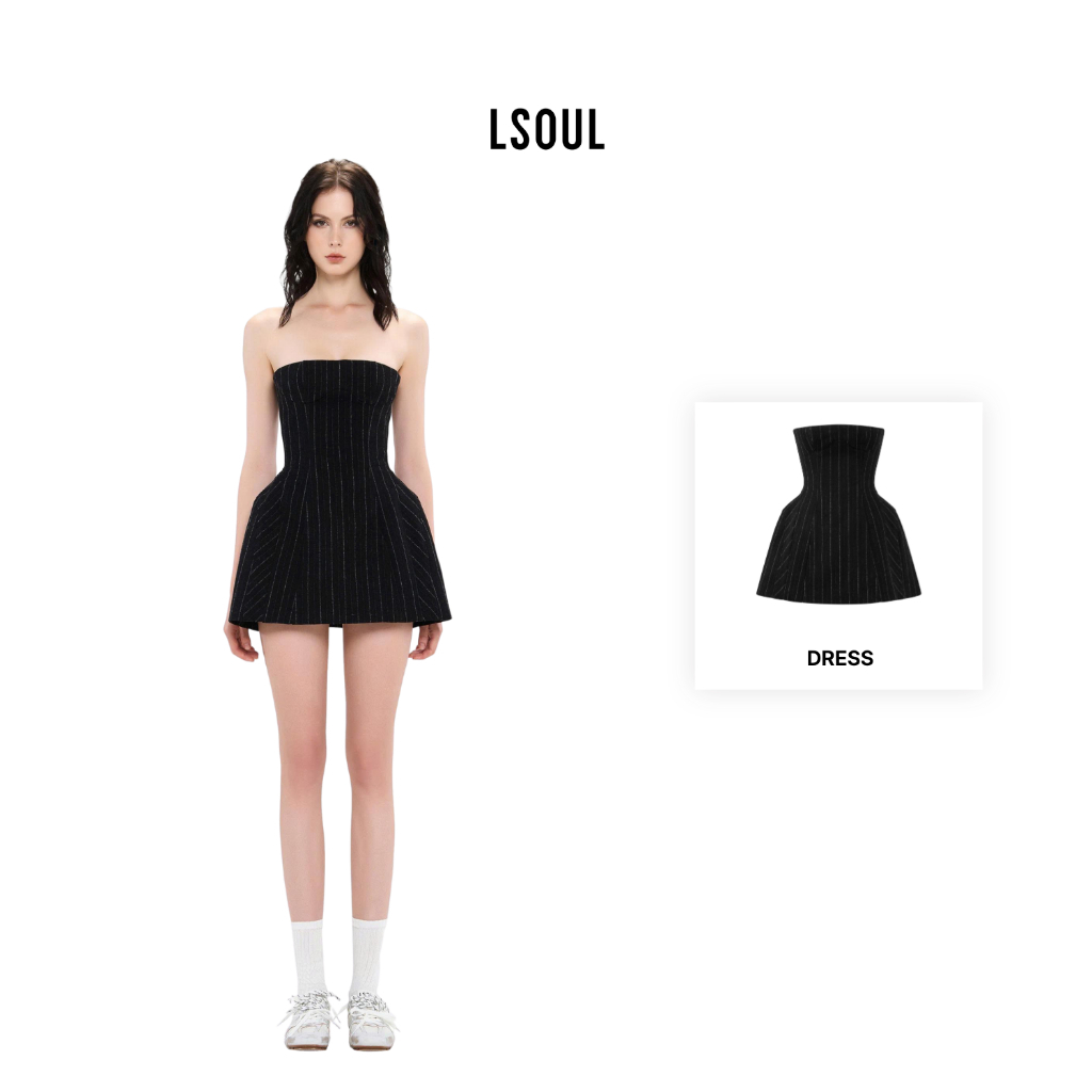 LSOUL Đầm Corset Chữ A Cúp Ngực Kẻ Sọc Dọc Dáng Chuông Sang Chảnh Kirsi Dress V25071685