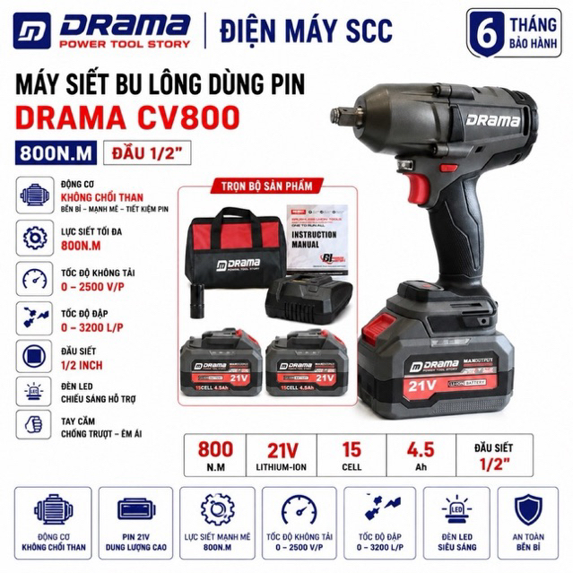 MÁY SIẾT BULONG  PIN 21V DRAMA-5598A