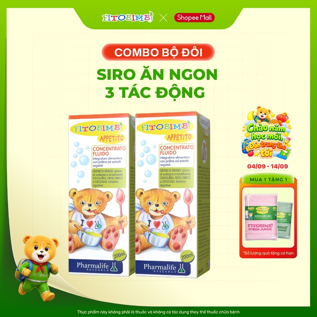 Combo 2 Hộp Siro Ăn Ngon Fitobimbi Appetito - Siro Ăn Ngon 3 Tác Động