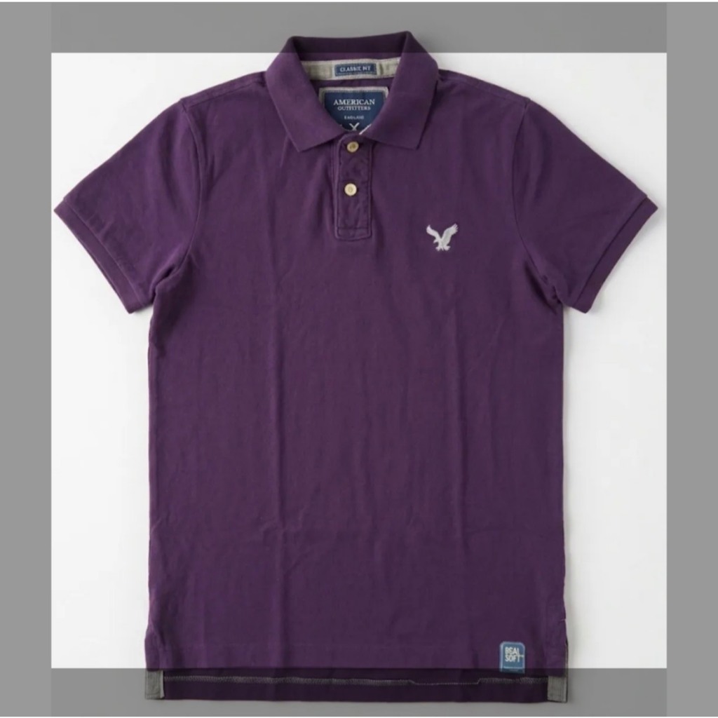 【Direct from Japan】American Eagle Men’s Purple Polo Shirt Eagle Logo