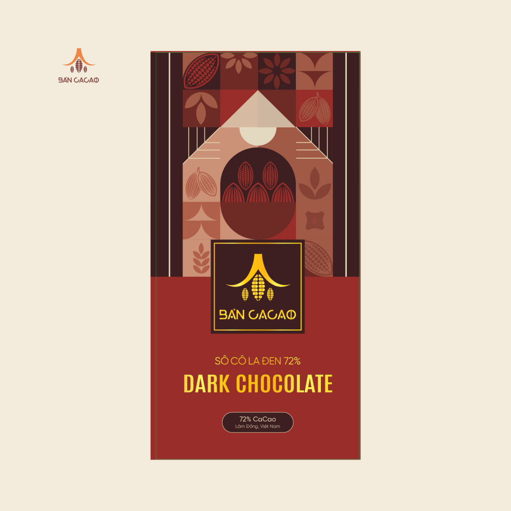 Bản Cacao Socola đen 72% (Thanh 80g)