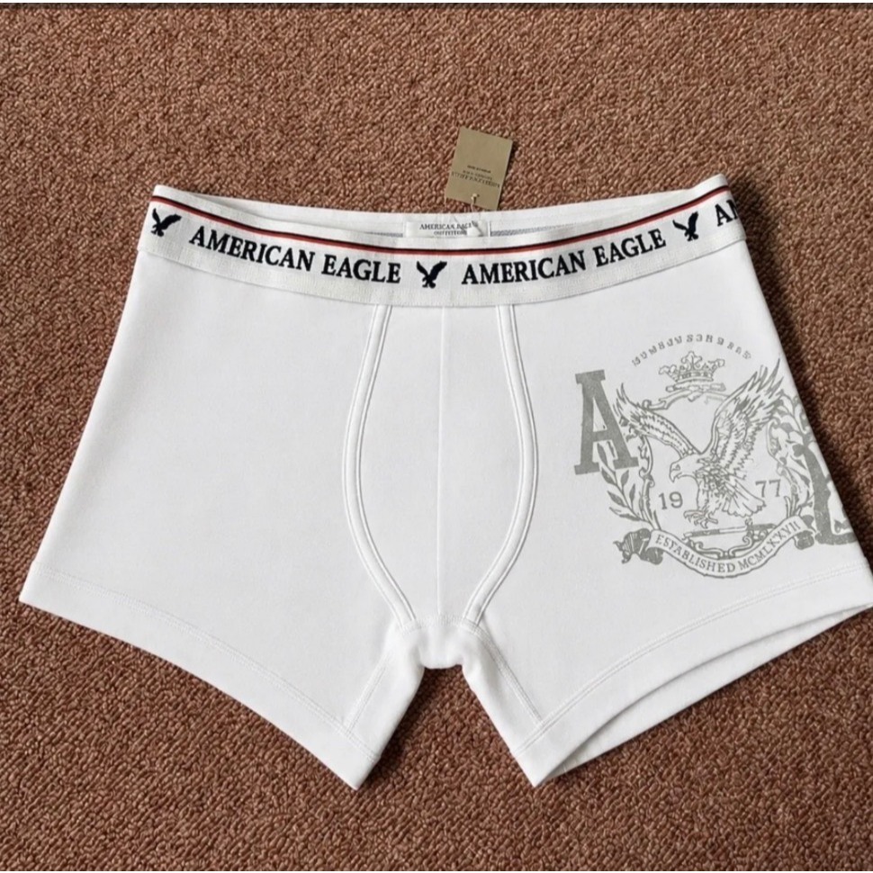 American Eagle Men’s Boxer Briefs – White, Eagle Graphic & Logo
