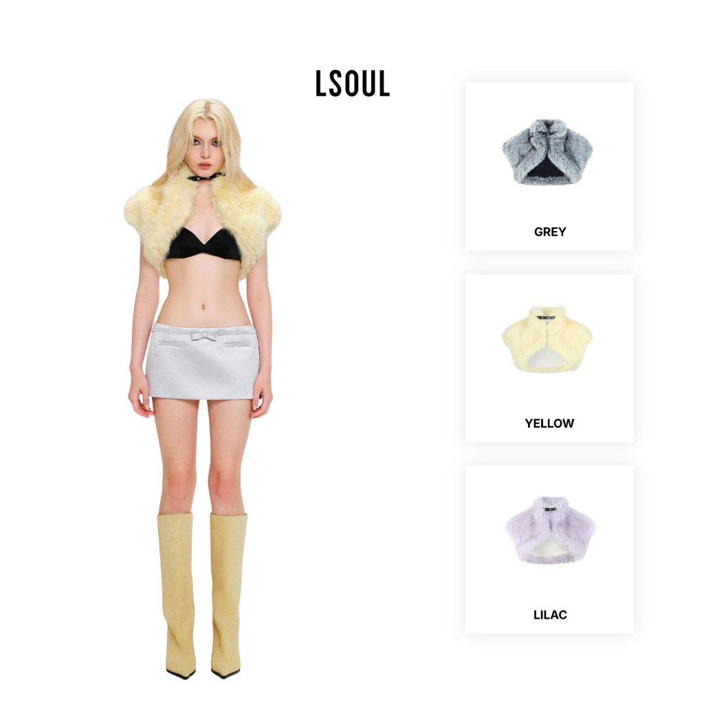 LSOUL Áo Khoác Lông Croptop Ngắn Cá Tính Thời Trang Nữ Tiam Jacket K25100258-1
