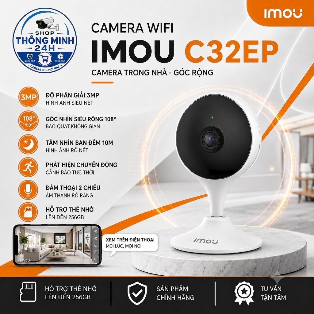 Camera Imou C32EP 3.0MP, Chính hãng Imou Việt Nam, Fullbox Nguyên Seal