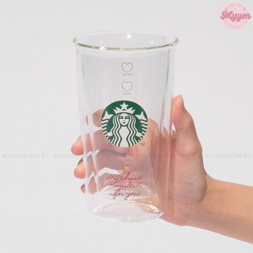 [𝗔𝘂𝘁𝗵𝗲𝗻𝘁𝗶𝗰] LY THỦY TINH 12OZ (355ML) STARBUCKS DOUBLE GLASS BITTER & SWEET VALENTINE'S DAY
