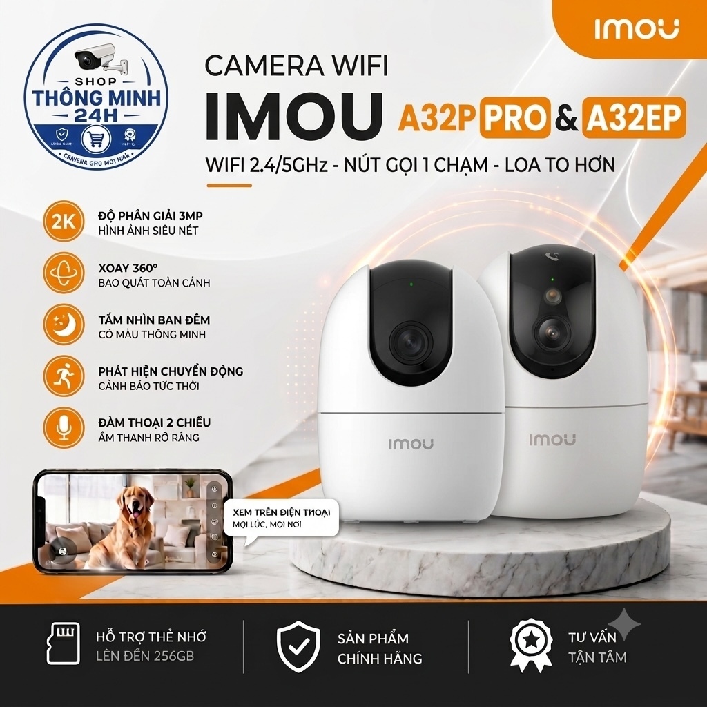 Camera Imou A32 Pro 3MP (Ranger 2 Pro) Và A32EP 3MP (Ranger 2), Đàm Thoại 2 Chiều, Chính Hãng