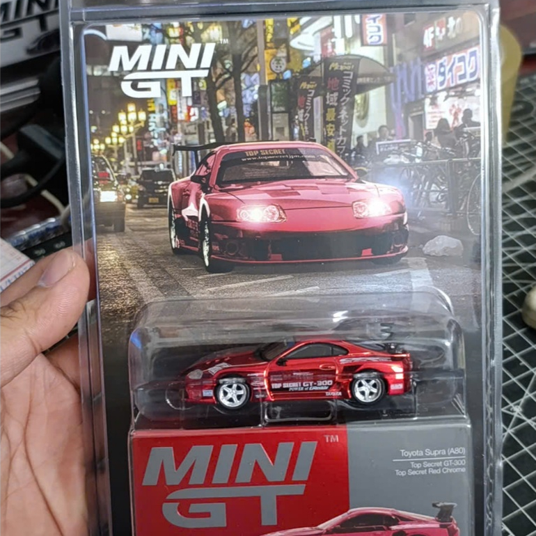 Xe mô hình MINI GT 1132  NewCard Supra Top Secret GT-300 Top Secret Red Chrome tỉ lệ 1:64