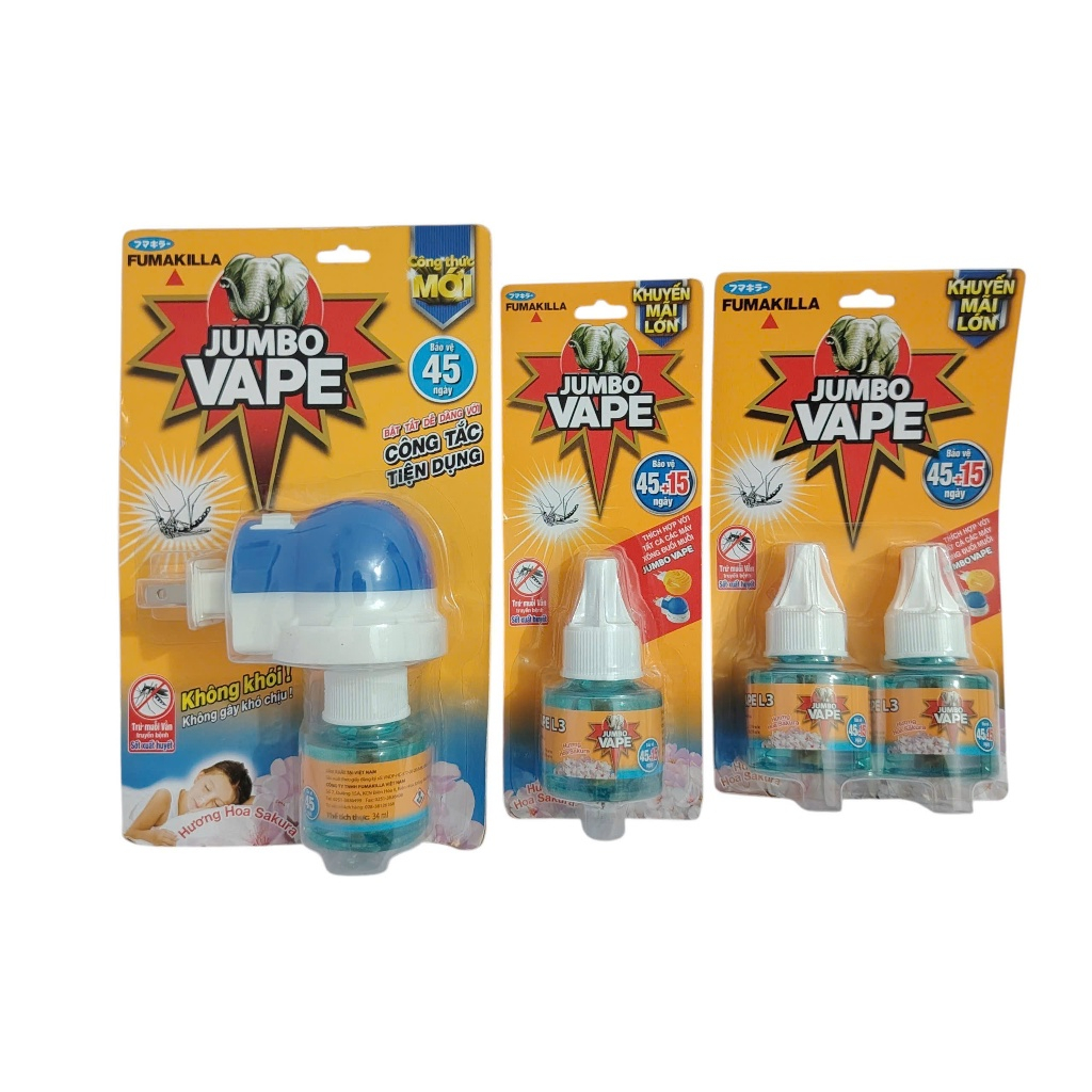 Bộ Xông Đuổi Muỗi - Lọ Tinh Dầu Đuổi Muỗi Jumbo Vape L3 Hương Hoa Sakura