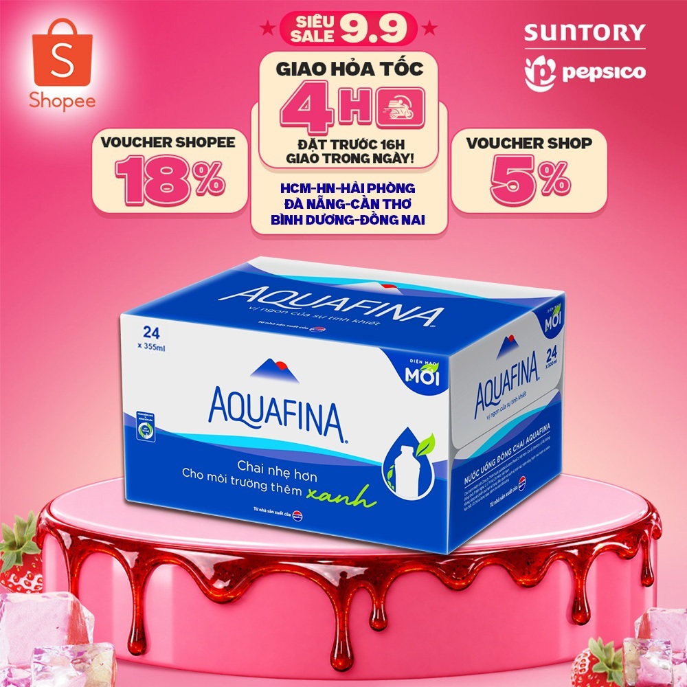 Thùng 24 Chai Nước tinh khiết Aquafina (355ml/chai)