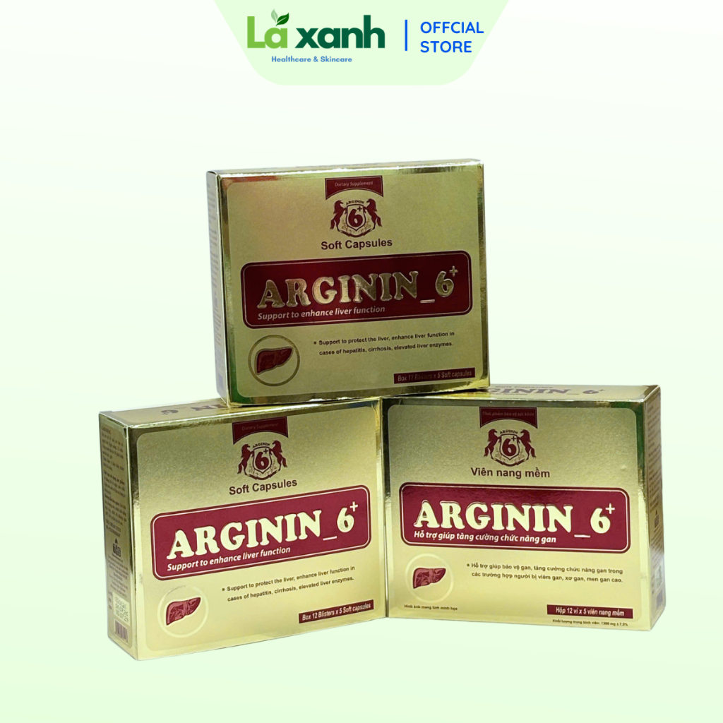 Viên Nang Mềm ARGININ 6+ Hỗ Trợ Gan Khỏe, Tăng Cường Chức Năng Gan _ Hộp 60 viên