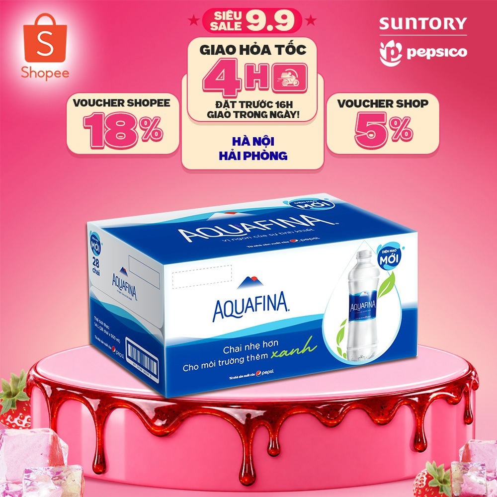 [SALE 15.8] Thùng 28 Chai Nước tinh khiết Aquafina (500ml/chai)