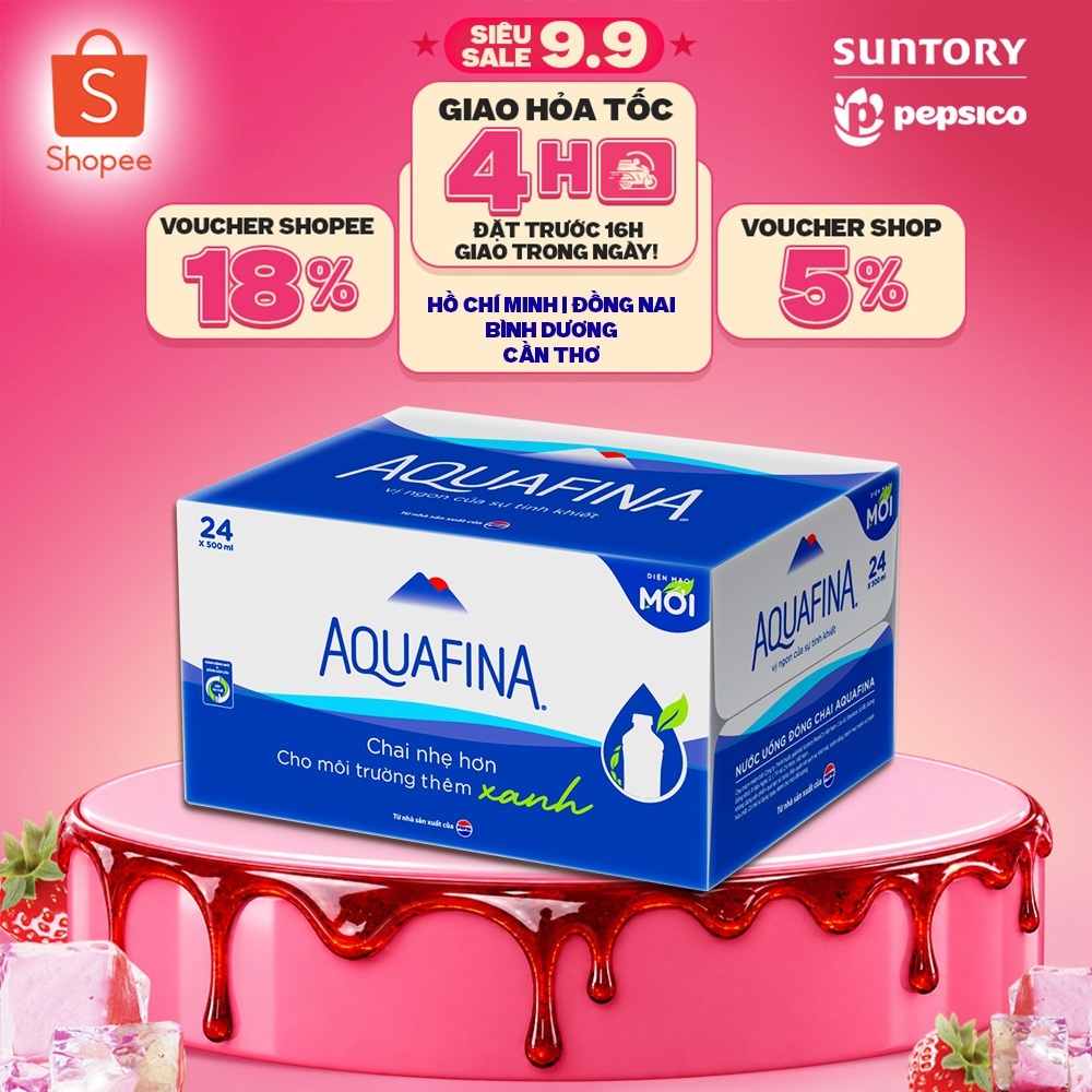 Thùng 24 Chai Nước tinh khiết Aquafina (500ml/chai)