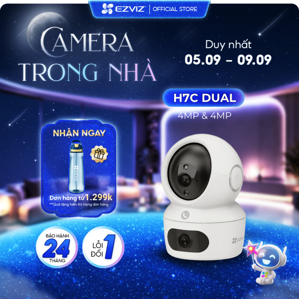 Camera WIFI EZVIZ H7C 4MP & 4MP Ống kính kép liên kết thông minh, Quay quét toàn diện, Đàm thoại 2 c