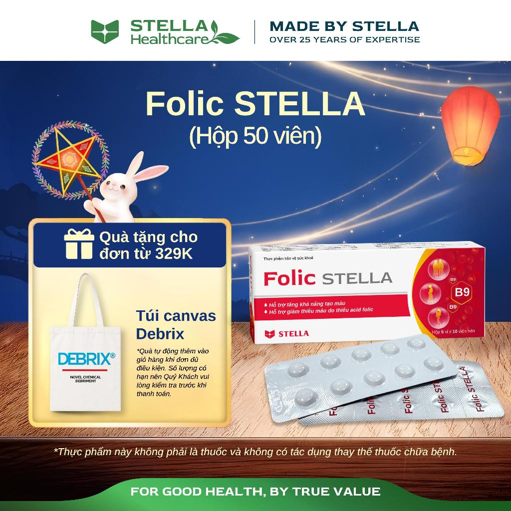[Chính hãng] Viên uống bổ sung acid folic cho mẹ bầu FOLIC STELLA, hỗ trợ phát triển thai nhi (50 vi