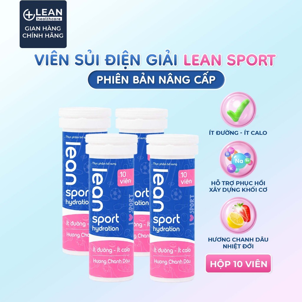 Combo 4 hộp Viên Sủi Bổ Sung Điện Giải Thể Thao Lean Sport Bù Nước và tăng lực thể thao