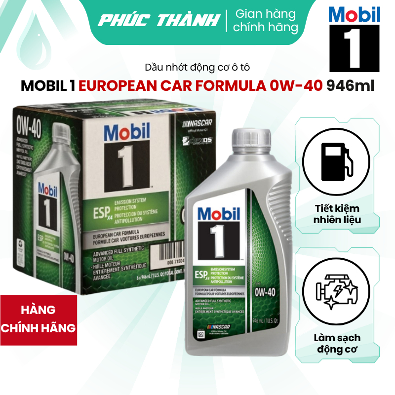 Thùng 6 Chai Dầu Nhớt Ô-Tô Siêu Cao Cấp MOBIL 1 ESP X4 0W40 946ml Nhập Khẩu USA - Chính Hãng