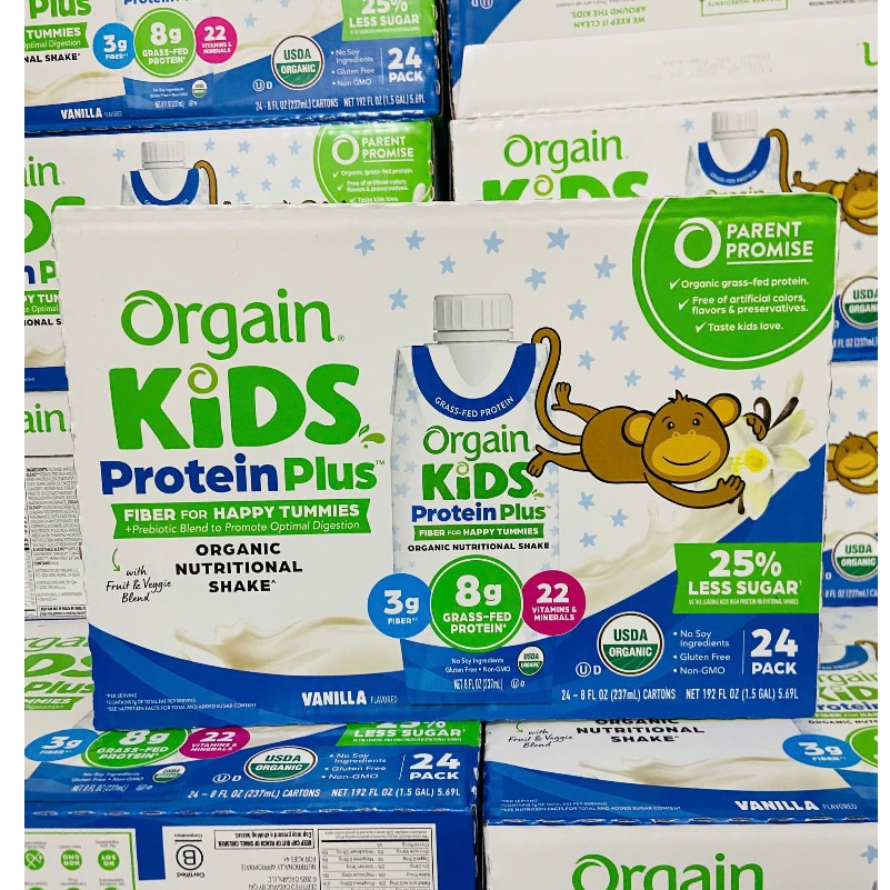 Sữa Khỉ Orgain Kids Protein Plus Của Mỹ Vị Chocolate & Vani Hộp 237ml -US