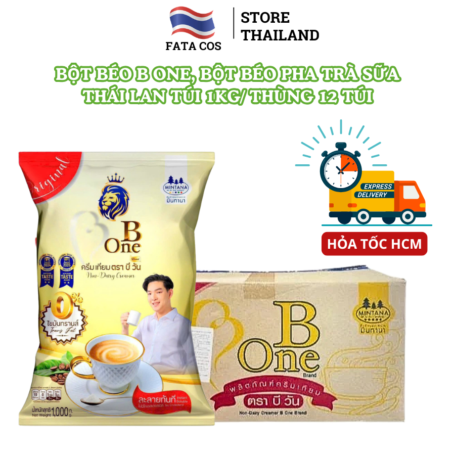 Bột béo b one, Thùng 12 túi bột béo pha trà sữa, bột sữa b one Thái Lan 1kg Fata Cos