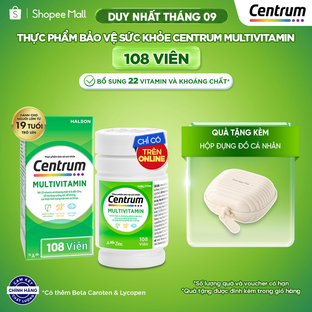 Thực phẩm bảo vệ sức khỏe CENTRUM MULTIVITAMIN cho NGƯỜI LỚN TỪ 19 TUỔI – 108 Viên