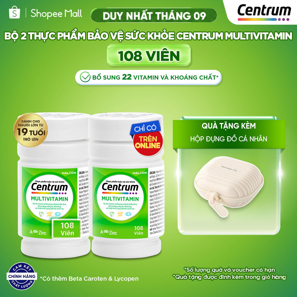 Bộ 2 Thực phẩm bảo vệ sức khỏe CENTRUM MULTIVITAMIN cho NGƯỜI LỚN TỪ 19 TUỔI – 108 Viên