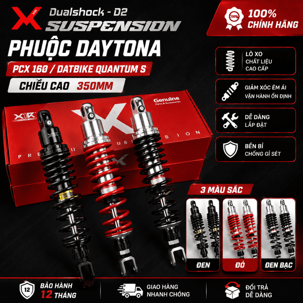 Phuộc X1R Daytona Tăng Chỉnh Cho DatBike Quantum S PCX 160 – Phuộc Sau Cao Cấp