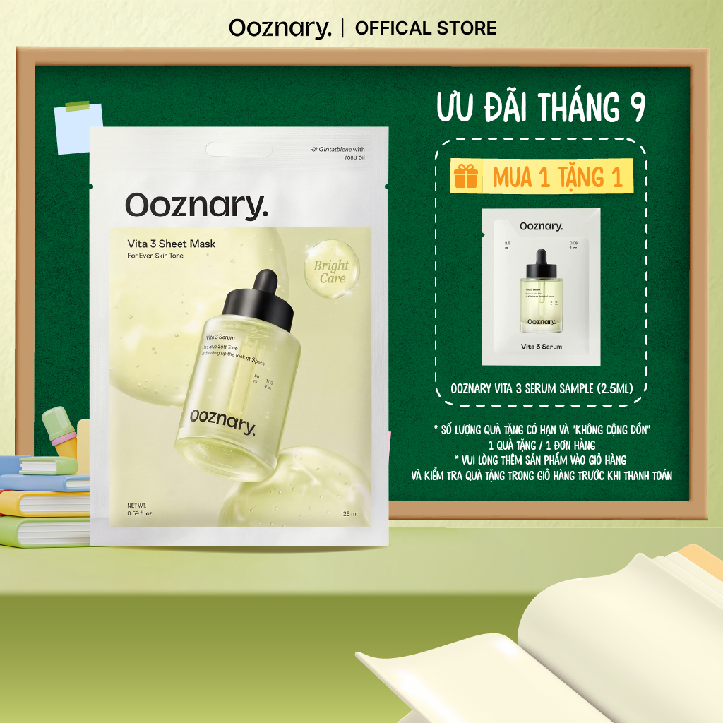 Mặt nạ Ooznary Vita 3 Sheet Mask 25ml (10 Miếng) dưỡng sáng cấp ẩm