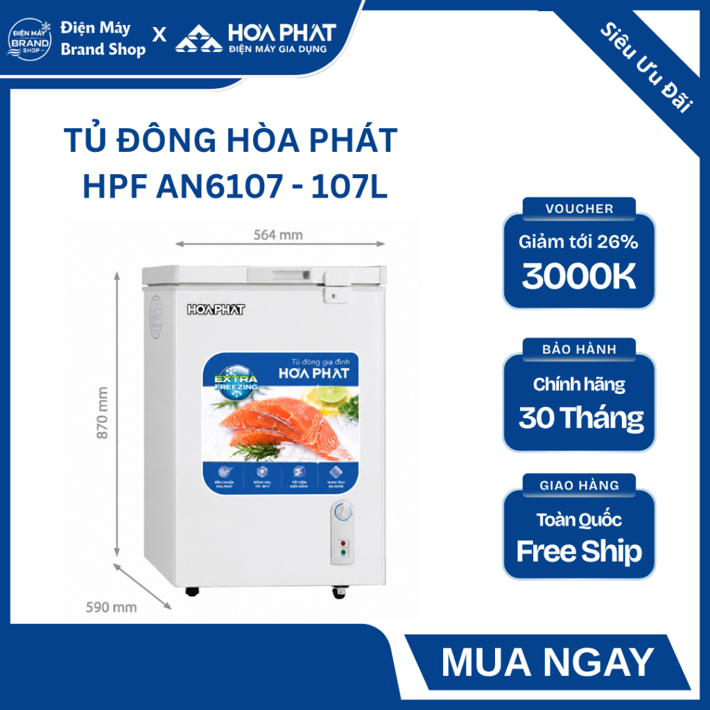 TỦ ĐÔNG ĐỨNG MINI FUNIKI 107 LÍT HPF AN6107 - TIẾT KIỆM DIỆN TÍCH, CẤP ĐÔNG SÂU, BỀN BỈ