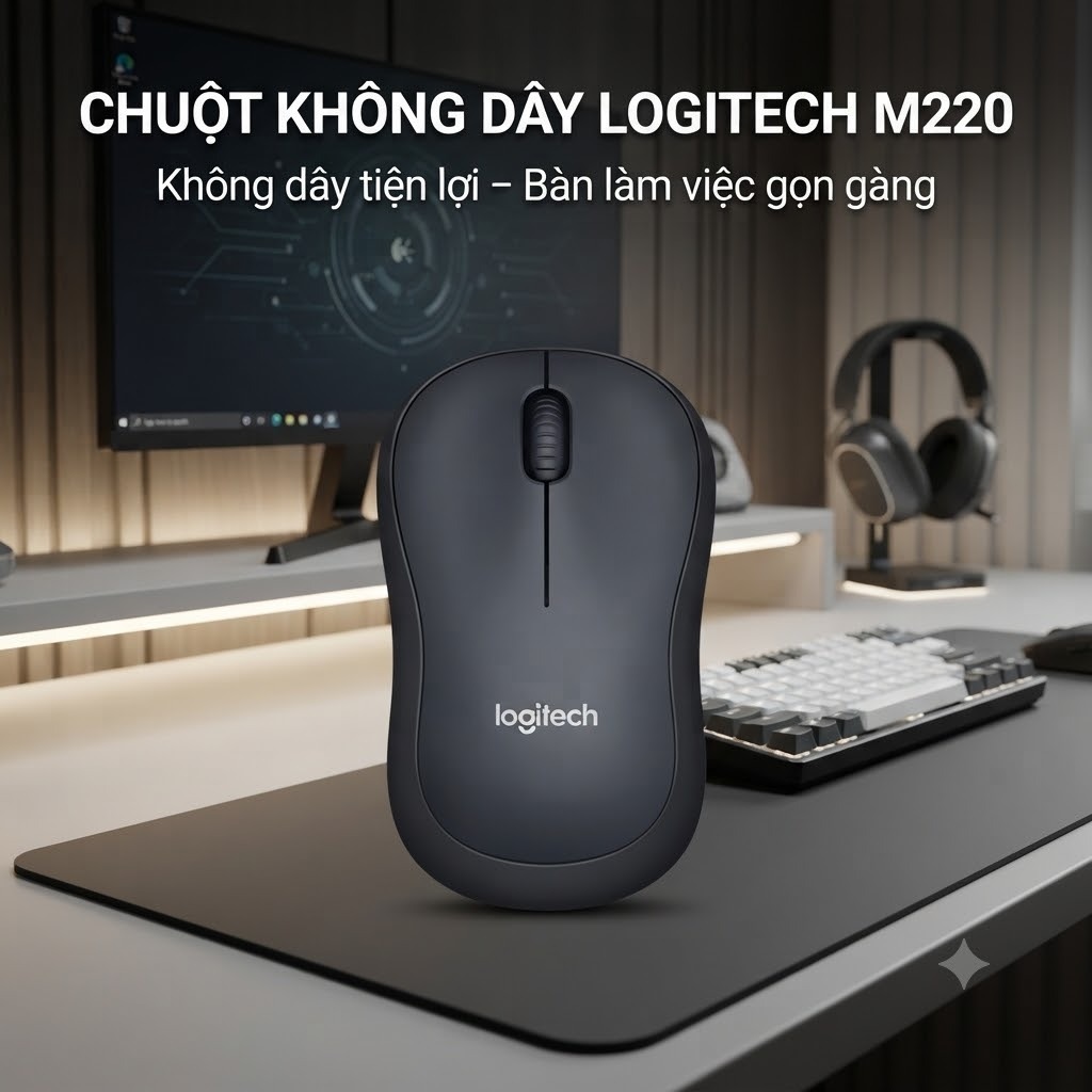 Chuột Không Dây M220 Silent | Chuột Máy Tính Không Dây | Chuột Laptop PC Văn Phòng | Chuột Click Êm 